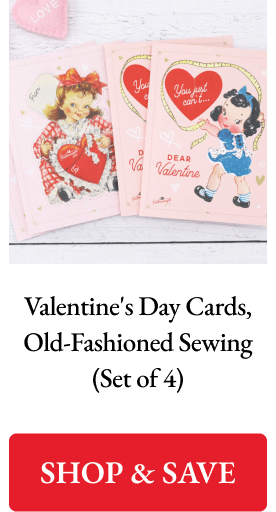 Valentine's Day Cards, Old-Fashioned Sewing (Set of 4)