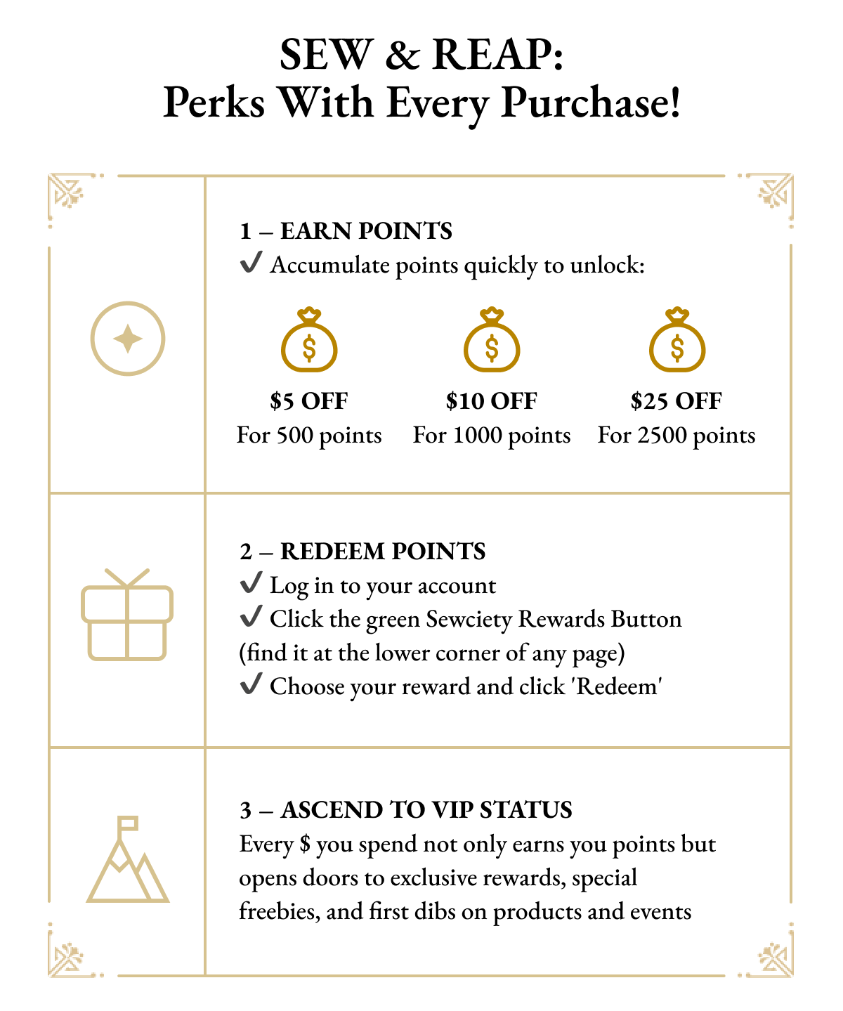 SEW & REAP: Perks With Every Purchase!