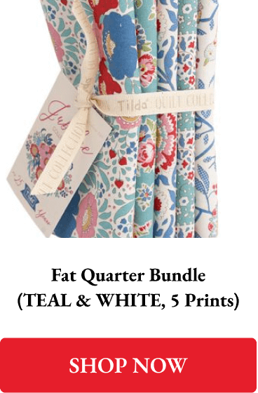 Fat Quarter Bundle (TEAL & WHITE, 5 Prints)