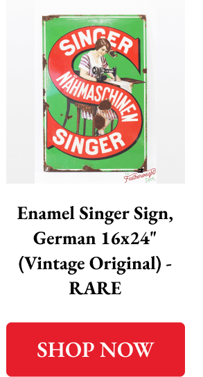 Enamel Singer Sign, German 16x24" (Vintage Original) - RARE