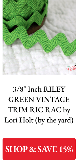 3/8" Inch RILEY GREEN VINTAGE TRIM RIC RAC by Lori Holt (by the yard)