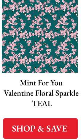 Mint For You  Valentine Floral Sparkle  TEAL